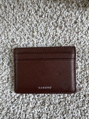 Sandro Chestnut Textured Leather Card Holder